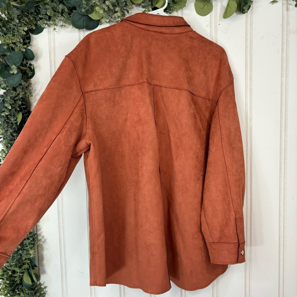 Truth by Republic Shacket Plus 1X Orange Shirt Jacket Casual Western Boho Suede - Picture 8 of 12